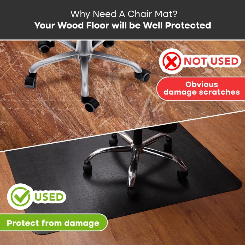 Lemostaar Office Chair Mat for Hardwood Floor: 53"x45" Large Black Rolling Chair Mat for Hard Wood and Tile Floor, Anti-Slip Heavy Duty Floor Protector Mat Under Computer Desk, Easy Glide Chair Mats for Home - Image 5
